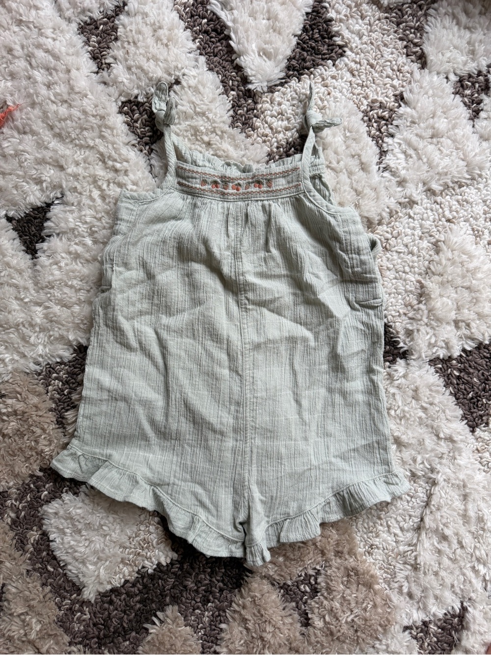 Little Co. Girls' Light Sage Green Ruffle One-Piece Romper - NWOT